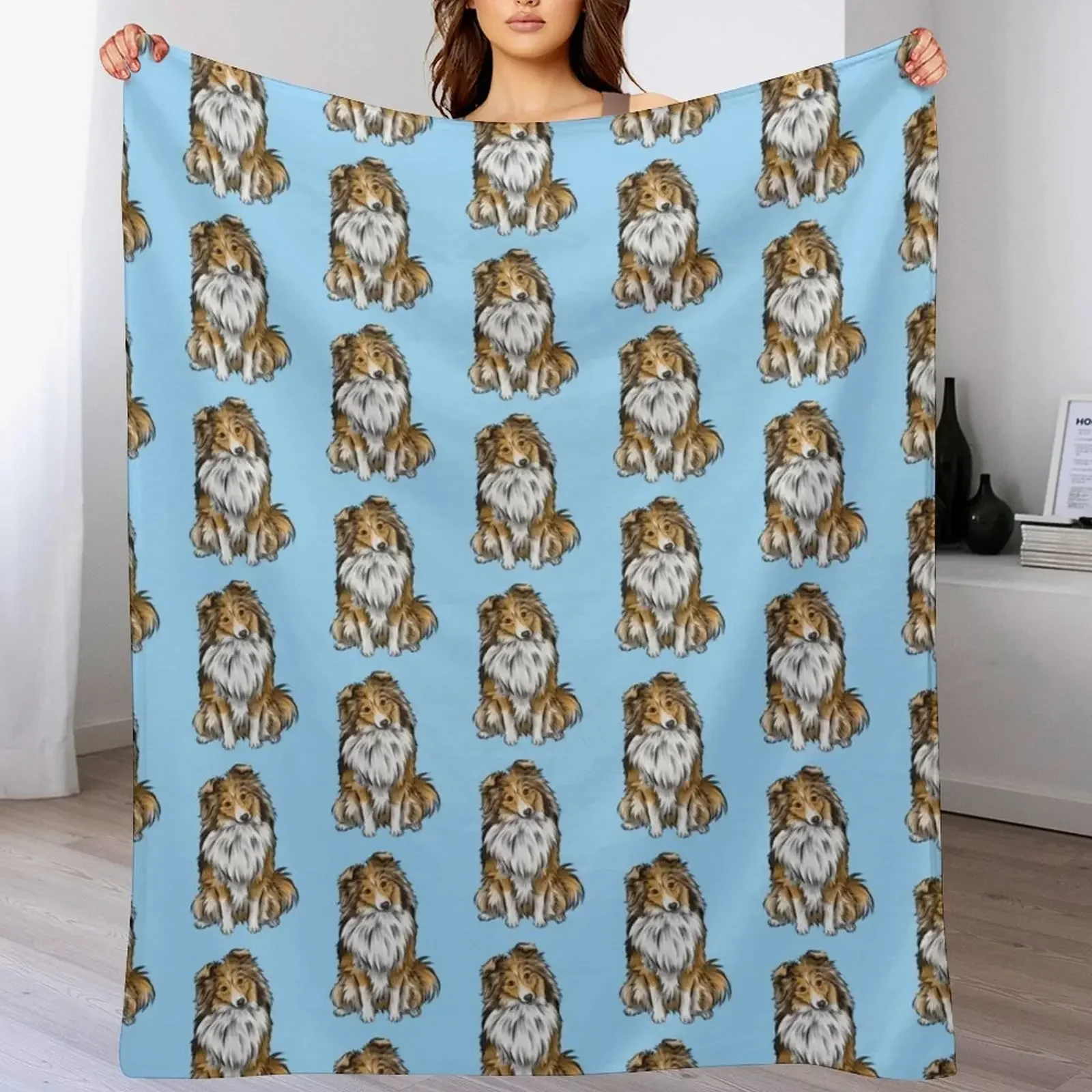 Sheltie Shetland Sheepdog Mahogany Sable Cute Dog Art Throw Blanket warm for winter Warm Thermal Kid'S Blankets image 4