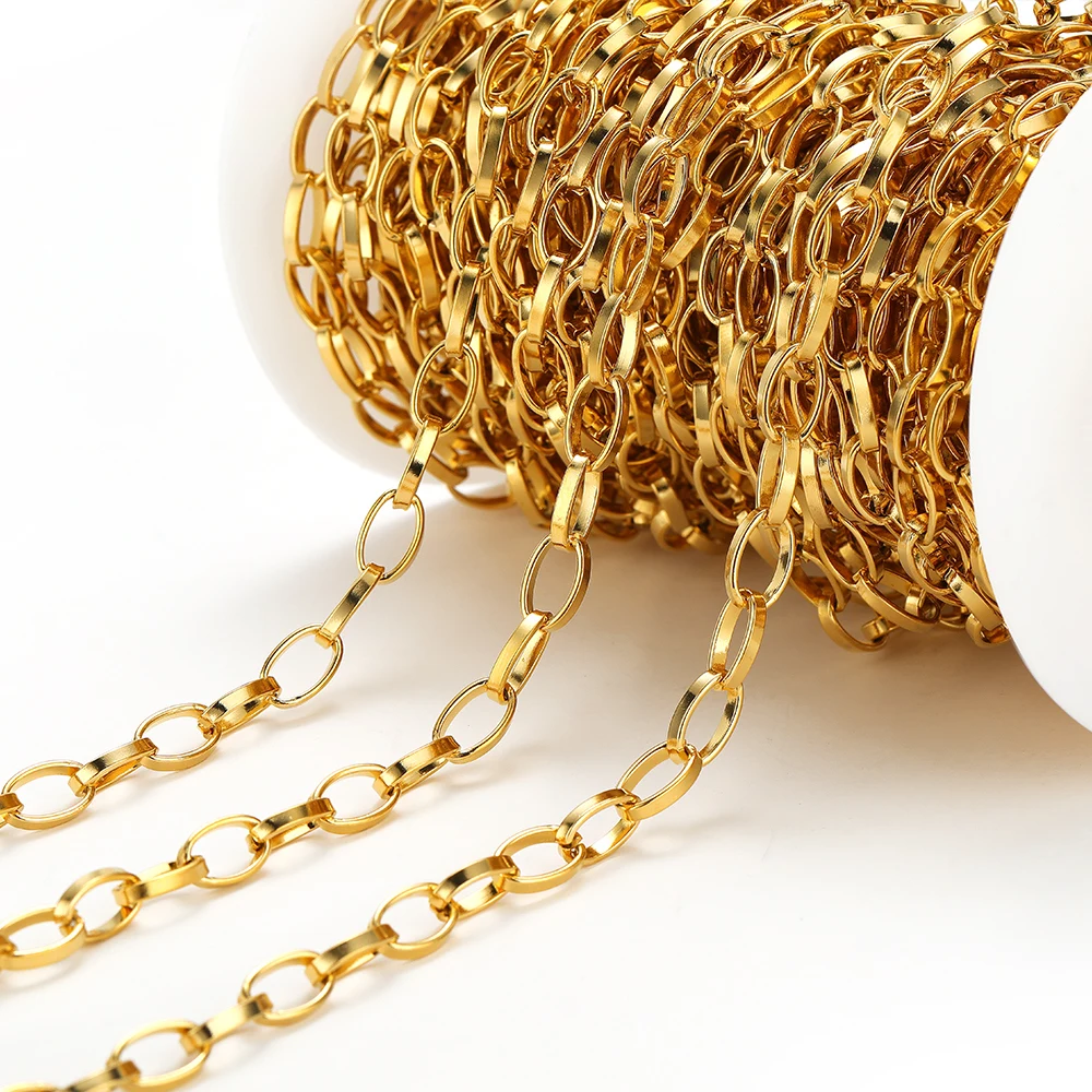 

1Meter/2Meters 304 Stainless Steel Chunky Cuban Chains Textured Chains for Necklace Bracelet Accessories DIY Jewelry Making Bulk