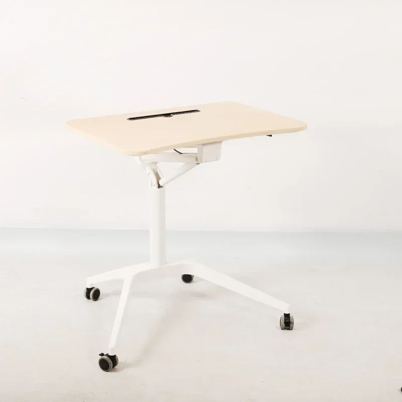 Ergonomic Gas Spring Height Adjustable Sit Stand Mobile Table Pneumatic Computer Desk