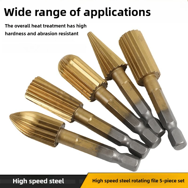 

High Speed Steel Woodworking Rotary Files Hexagonal Handle 6.3mm Shank Electric Grinding Head for Woodworking