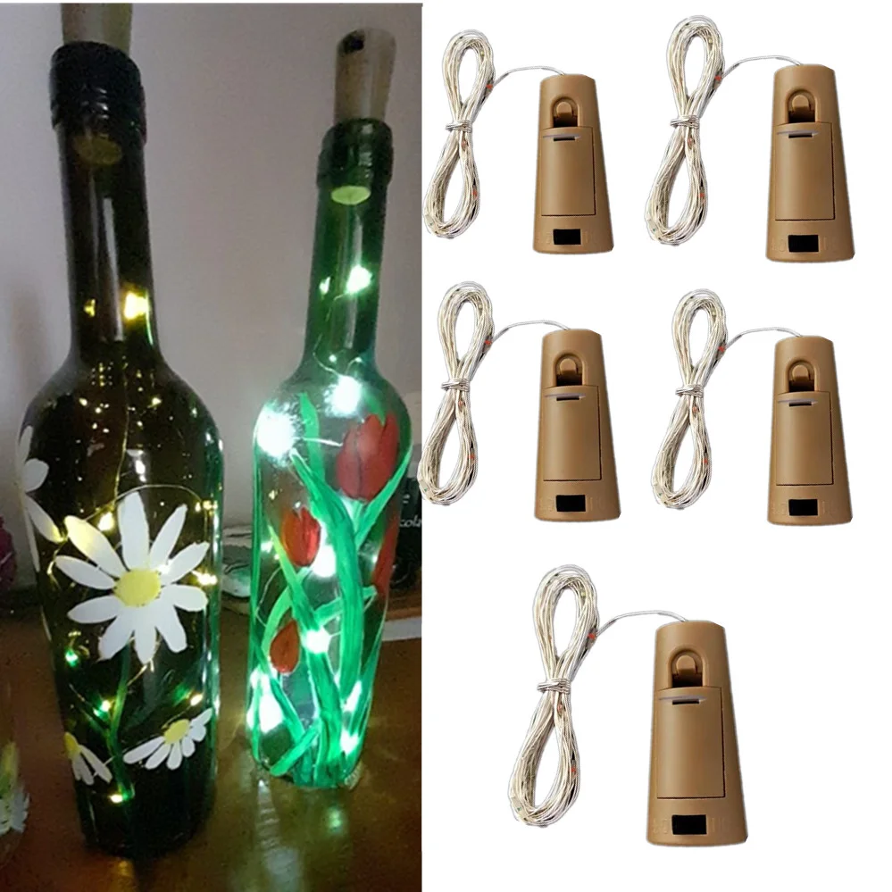 

5pcs Wine Bottle Lights With Cork LED String Lights Battery Fairy Lights Garland For Christmas Party Wedding Decoration