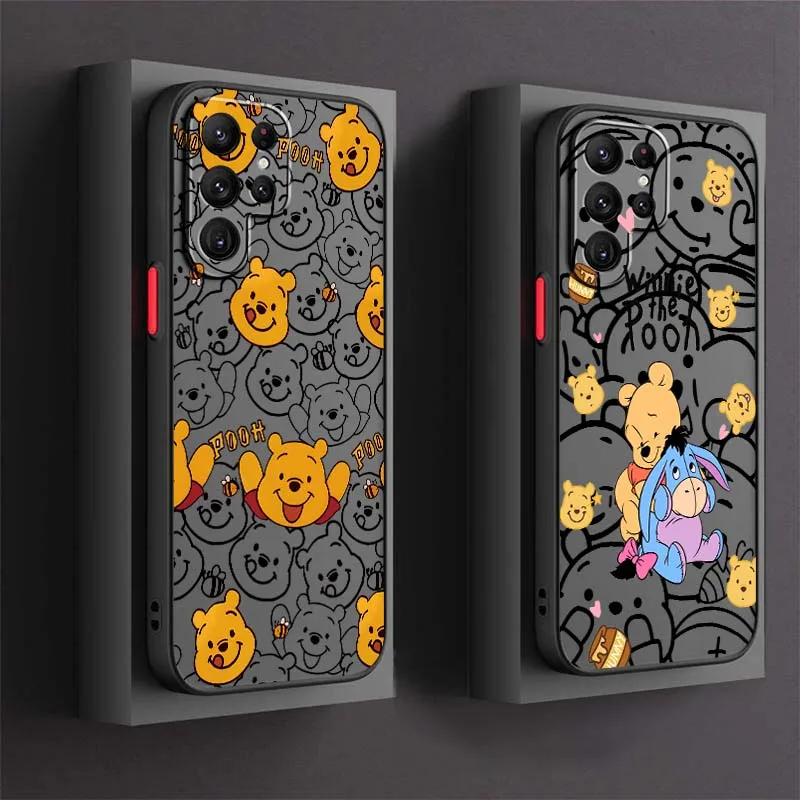 

Anime Winnie the Pooh For Samsung Galaxy S25 S24 S23 S22 S21 S20 S10 S9 Ultra Plus FE 5G Frosted Translucent Phone Case