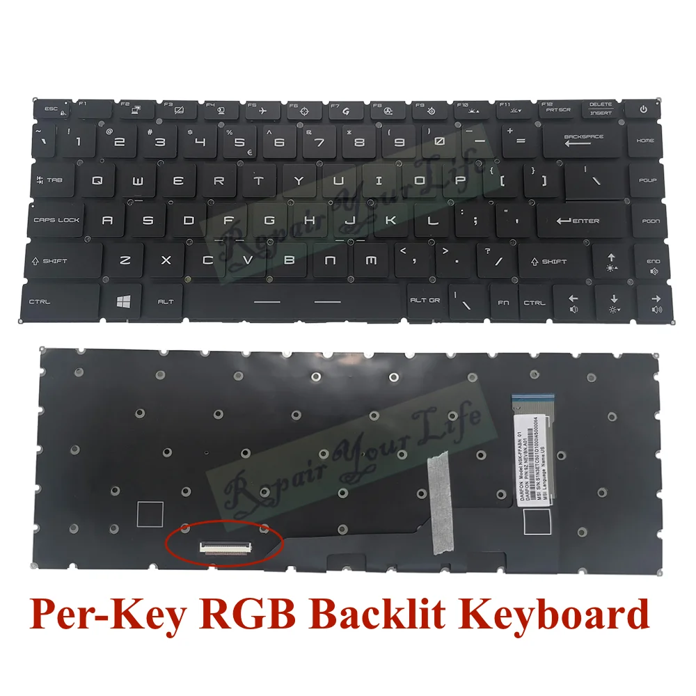 

US Russian Spanish Per-Key RGB Backlit Keyboard for MSI GS66 Stealth 10sfs 10SGS GP66 MS 1542 Gaming Keyboard Colorful Backlight