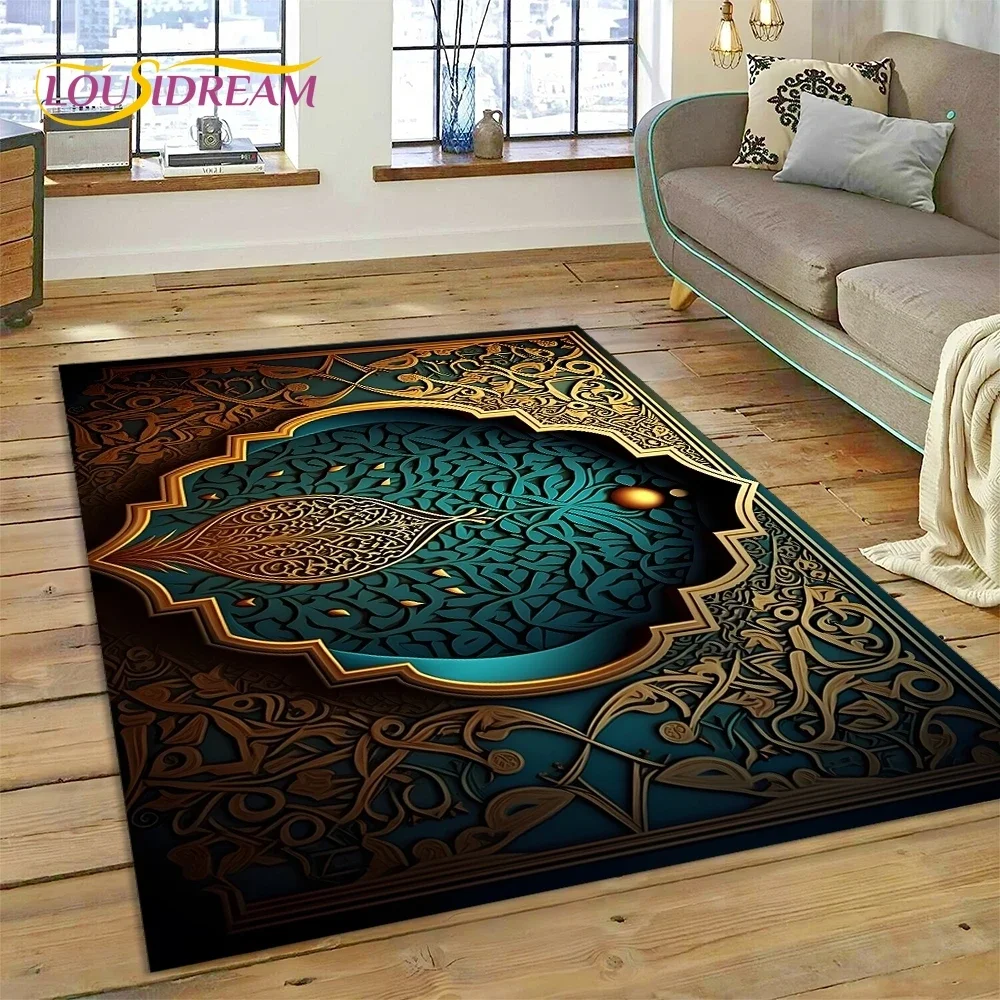 Muslim Islam Prayer Kneeling Poly Mats Mandala Carpet Rug for Bedroom Living Room Home Sofa Decoration,Large Decor Floor Mat