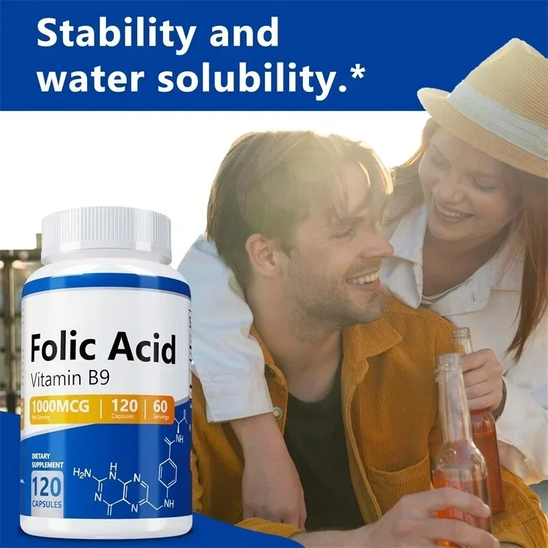 Folic Acid Supplement - Supports Bodily Functions, Pregnancy Health and Energy, and Promotes Blood Circulation