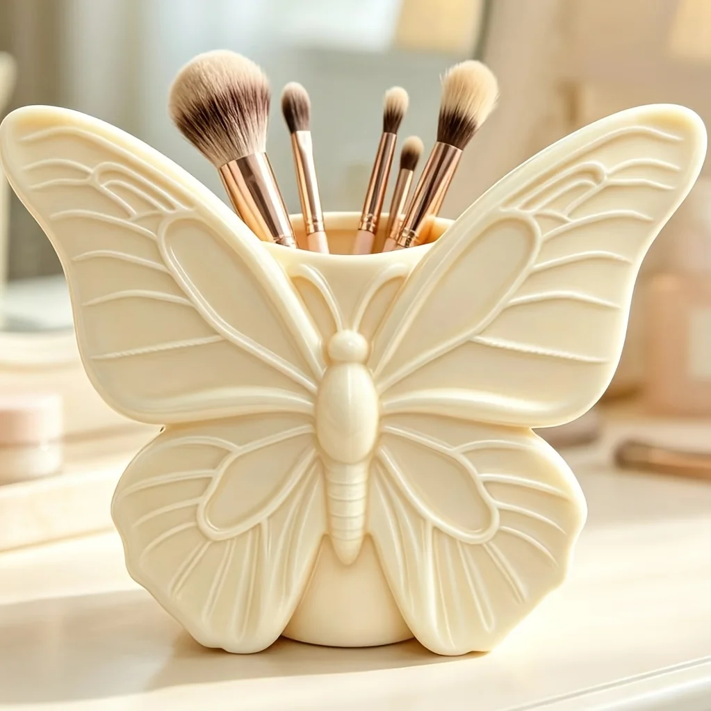 3D Printed Butterfly Pen Holder, Multifunctional Decor Storage Pot for Pens, Makeup Brushes & Small Flowers