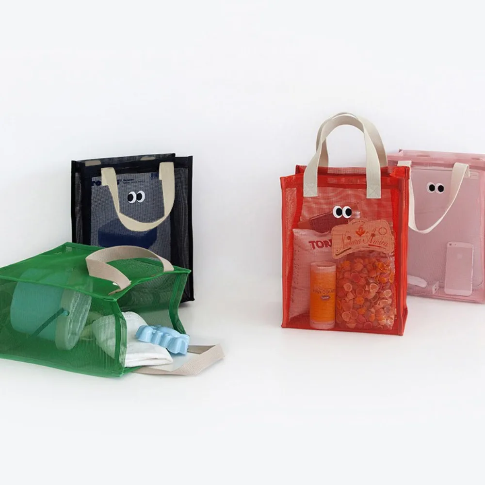 Bolso de playa de verano de gran capacidad, con tejido de malla, estampado de ojos y asa de hombro, ideal para ir de compras.