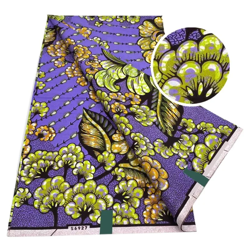

2022 New Grand Golden African Wax Glitter Glam Fabric Ankara Batik Material Good Quality Pagne 6 Yards For Sewing Wedding Dress