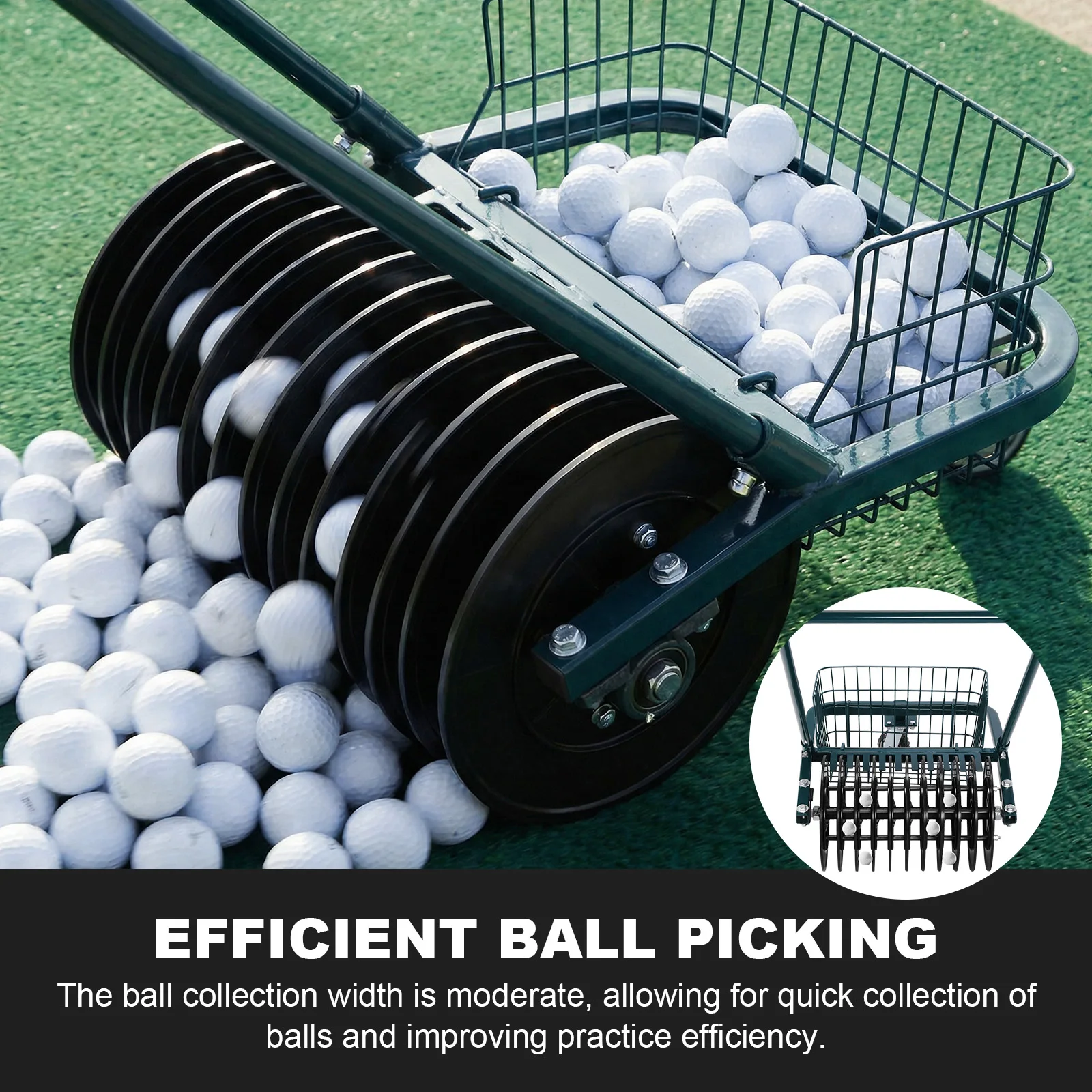 

Golf Ball Collector Cart No Bending Over Ball Retriever Tool Saving Time and Effort for Backyard Practice & Training