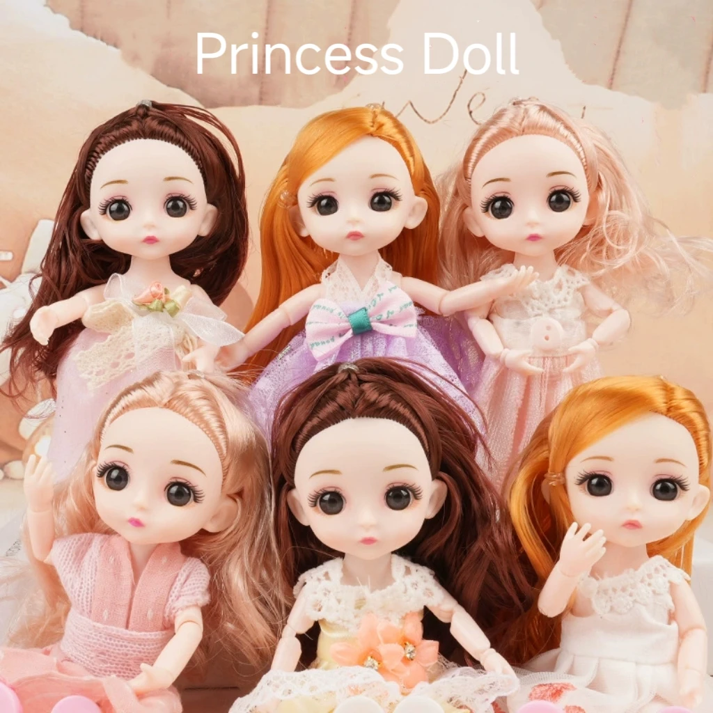 

6pcs Sets Princess BJD Doll with Clothes and Shoes Movable Joints Cute Loverly Long Hair Sweet Face Girl Gift Child Toys