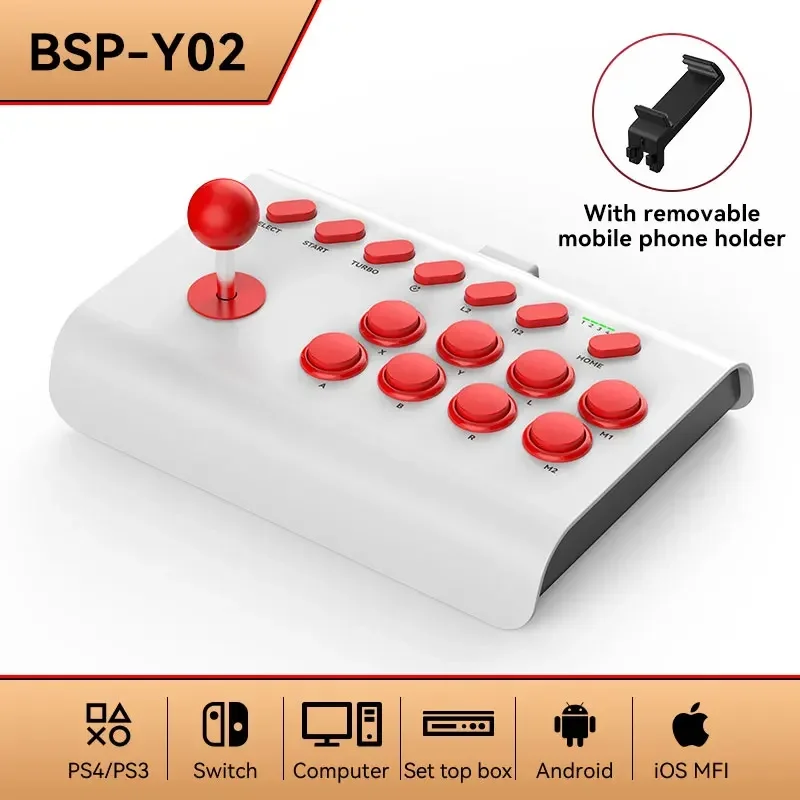 

BSP-Y02 For switch For PS3/PS4 Arcade game rocker Bluetooth Wireless Wired Controller for TV PC IOS Android Steam Joystick