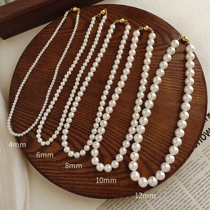 

Женское ожерелье из чистого серебра S925, круглые жемчужины, популярные европейские и американские модные ювелирные украшения.