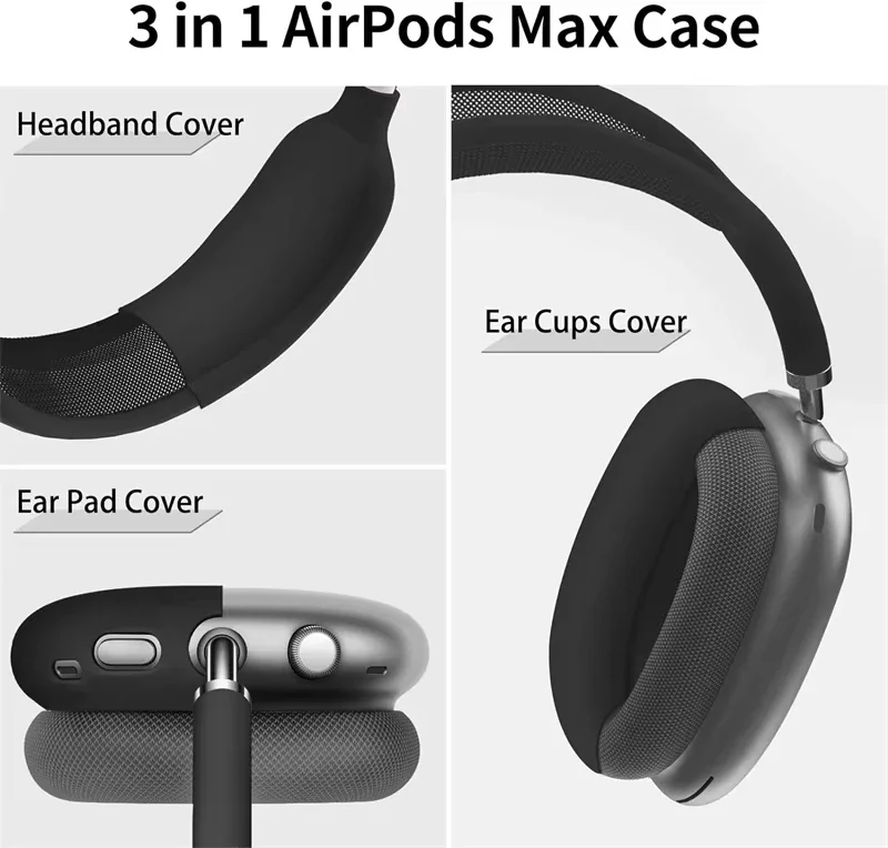 3 in 1 Soft Silicone Case for Airpods Max Cases Skin Protector Wireless Headphones Covers Shockproof Earphone Covers Accessories image 3