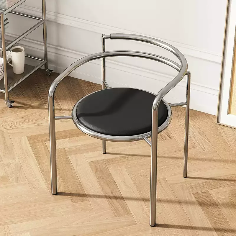 HD simple Bauhaus dining chair living room bedroom steel pipe backrest Internet celebrity creative makeup chair