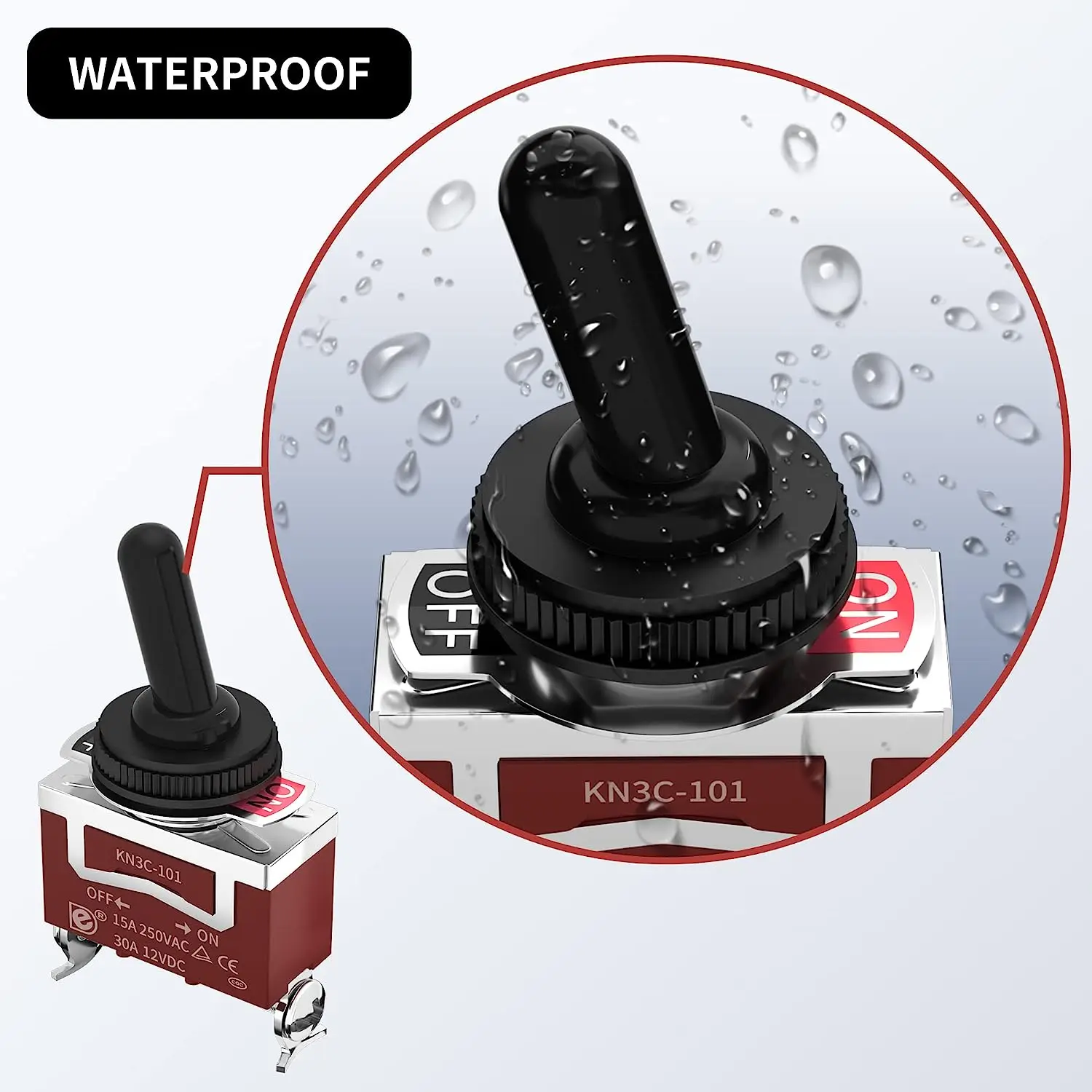 DaierTek-interruptor de encendido y apagado a prueba de agua, interruptor de palanca de 2 posiciones, 12V, con soporte de montaje, 30A, Toggle,