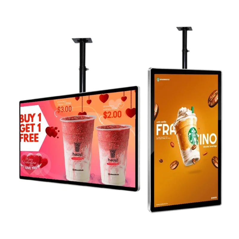 Factory direct supply 32 43 inch indoor LCD display restaurant wall-mounted digital signage advertising screen window display