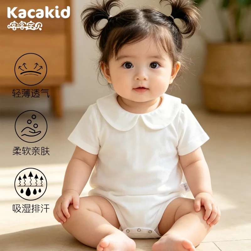 Summer Doll Collar Children's Climbing Clothes for Boys and Girls Baby Jumpsuit Simple Bag Jacket Rompers