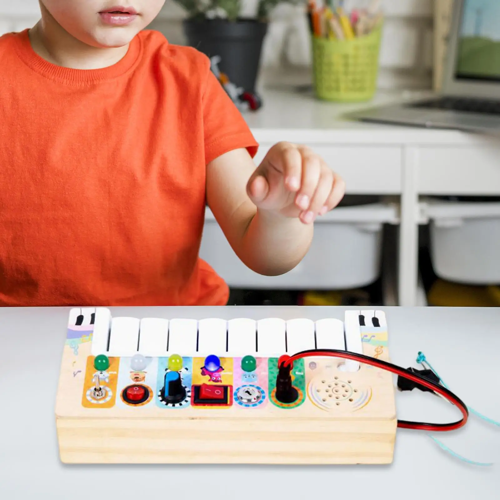 Busy Board DIY Accessories Switch Piano Toddlers Learning Cognitive for 1-2 Years Old Kids Children Girls Boys Indoor Play Game