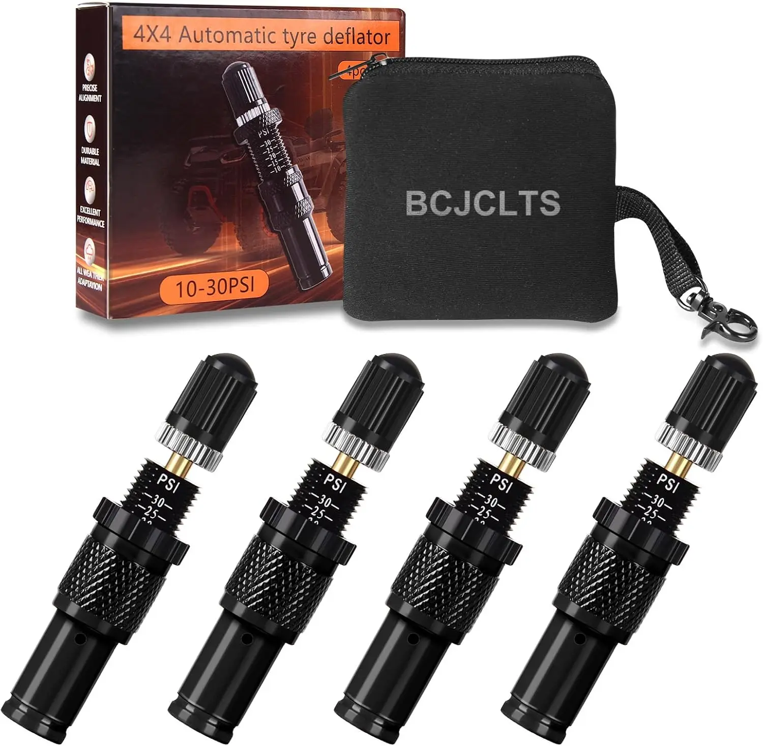 

Регулируемый комплект клапанов для дефлятора шин с автоматической остановкой (10-30 фунтов на квадратный дюйм), черный