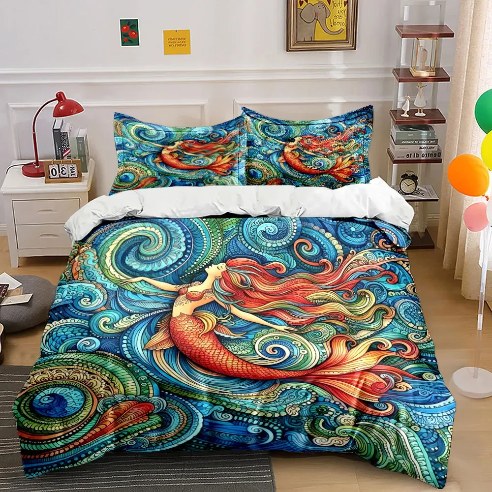 

"Mermaid Themed Decorative Set" Soft Comfortable Duvet Cover Bedding Set Included 1*Duvet Cover & 2*Pillowcases, gift