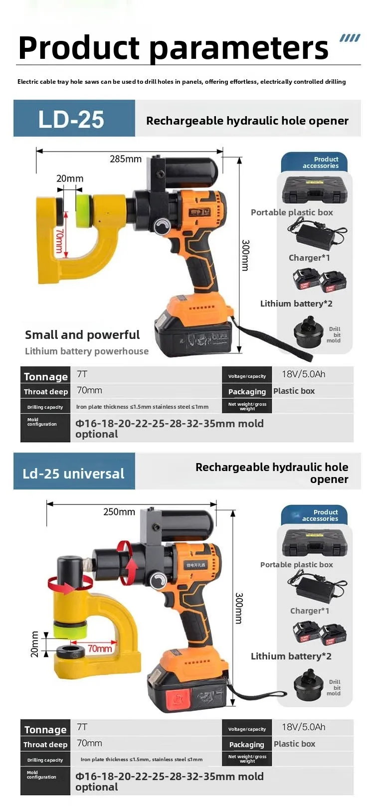 Portable hydraulic hole opener CH-25 manual wire groove punching machine long throat deep bridge free hole opener