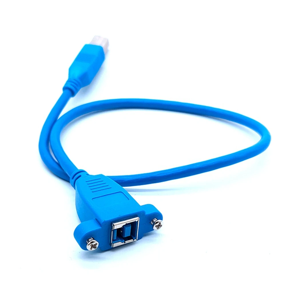 Kabel printer pendek, 50CM USB 3.0 B plug sudut kanan ke B Wanita USB 3.0 BM ke BF untuk pemindai printer hard drive