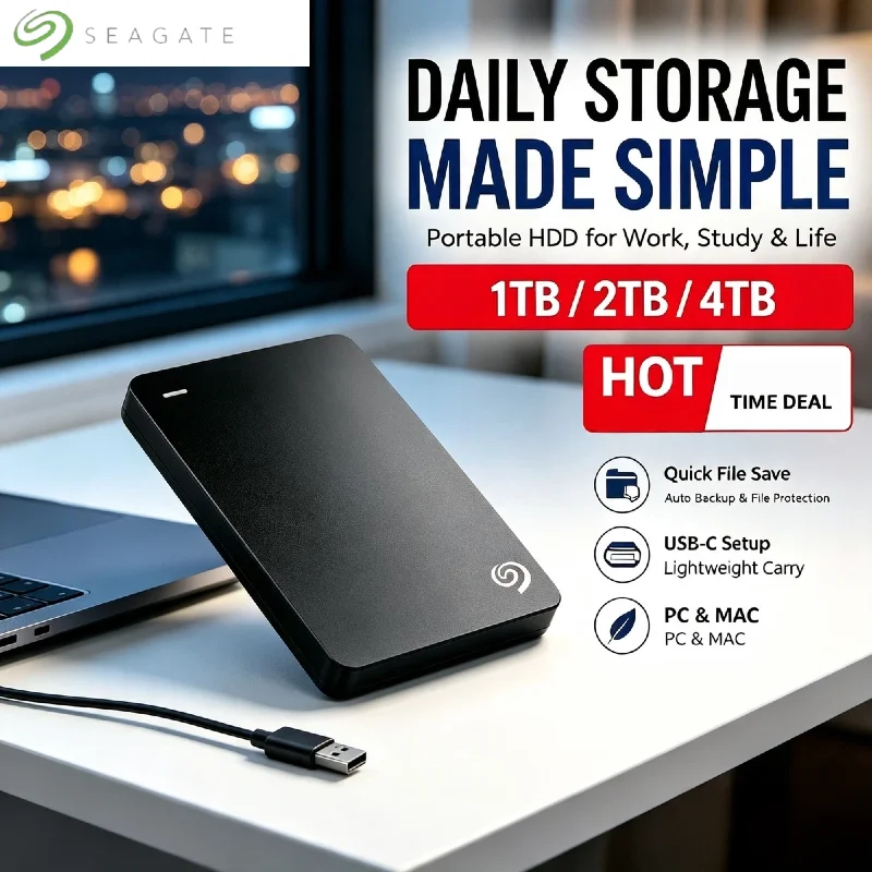 Seagate 2.5 Inch USB 3.0 Portable External HDD Ultra High Speed Storage Expansion for Laptop Desktop PC Pro Max Ultra