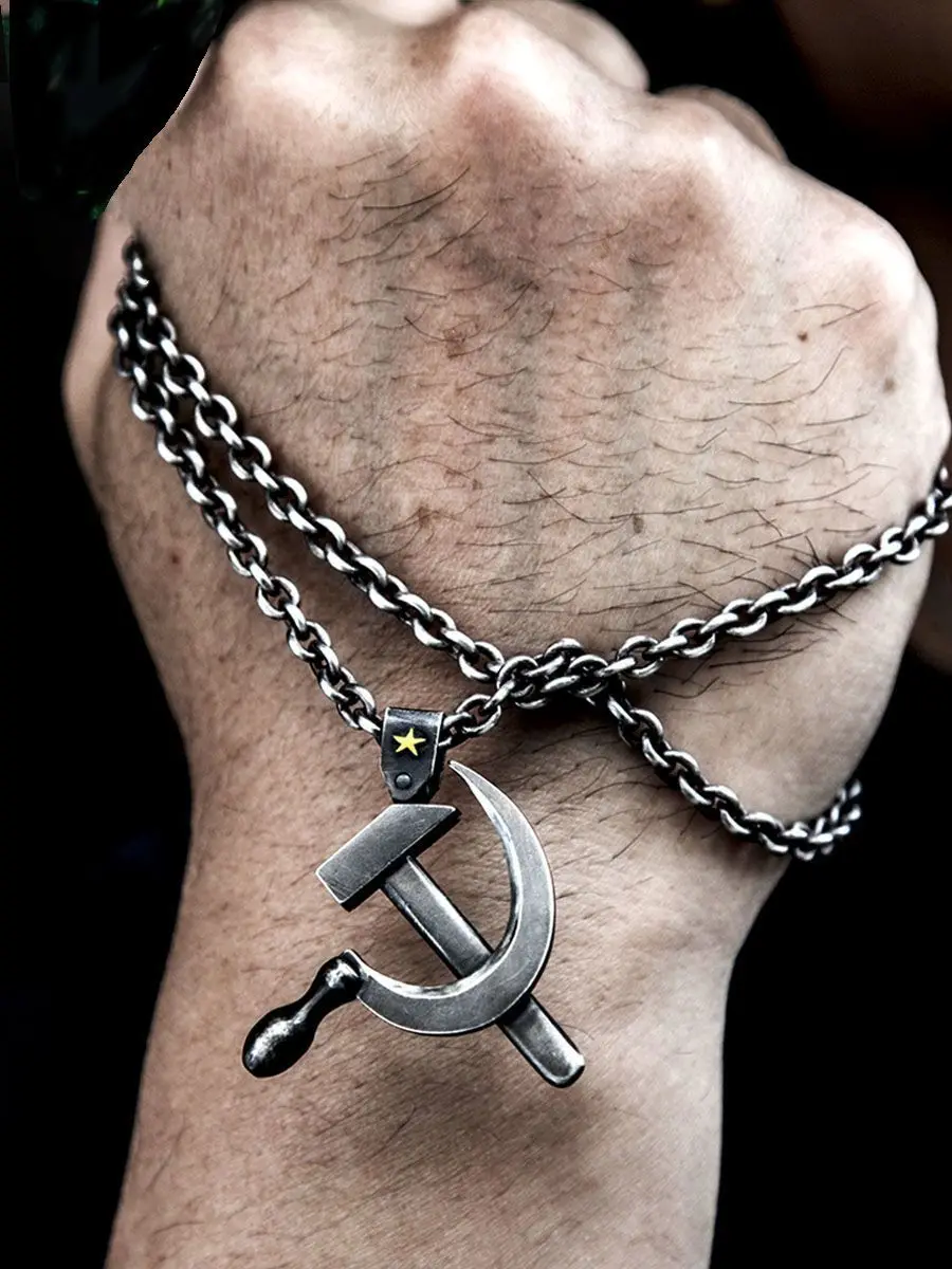 

Y2k Charms USSR Faith Hammer and Sickle Pendants Cool Necklace Men's Punk Jewelry Chains Boy EDC Gadgets Lovers Gifts For Male