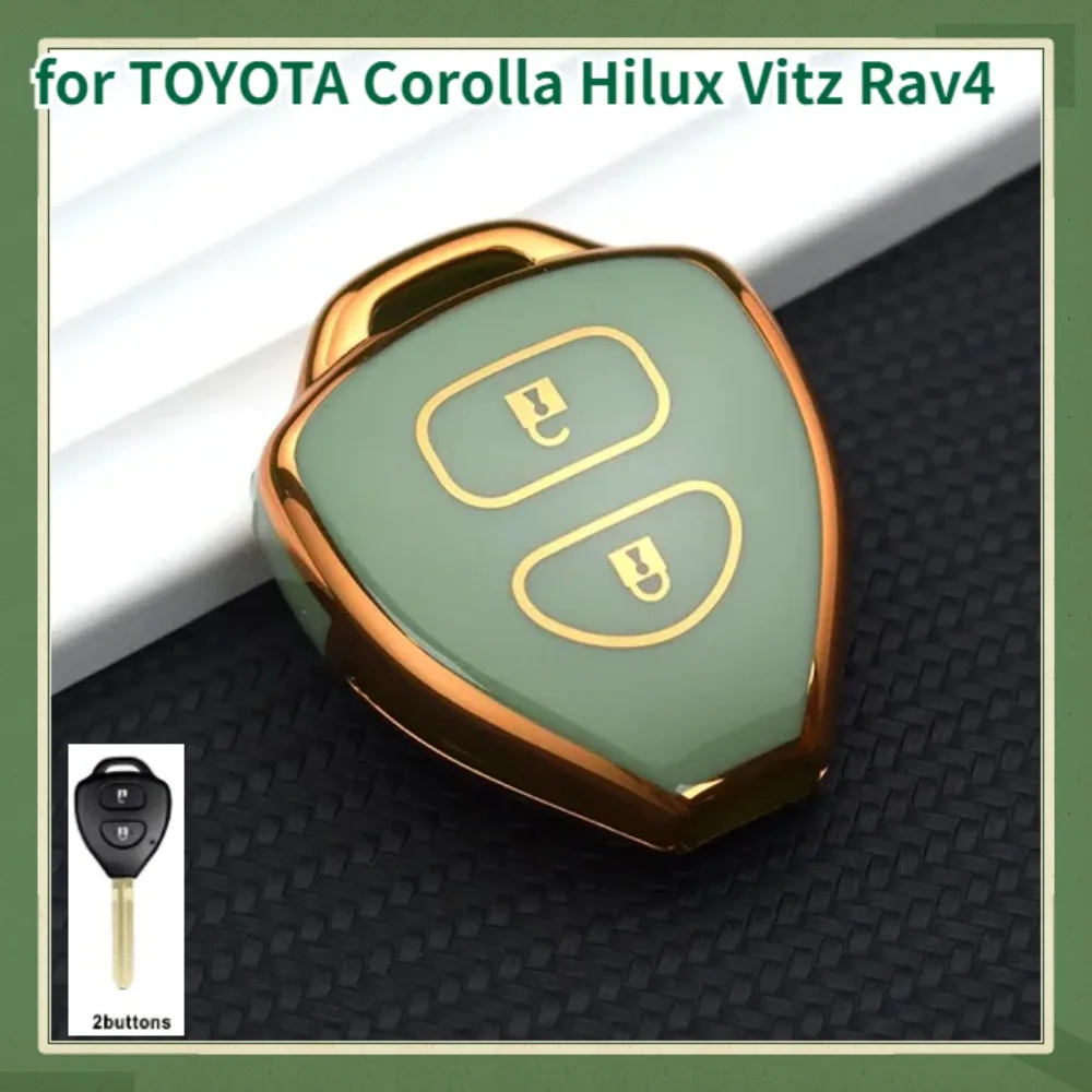 2 Buttons Key Case Shell Cover for TOYOTA Corolla Hilux Vitz Rav4 Aqua Camry Tpu Car Key Case