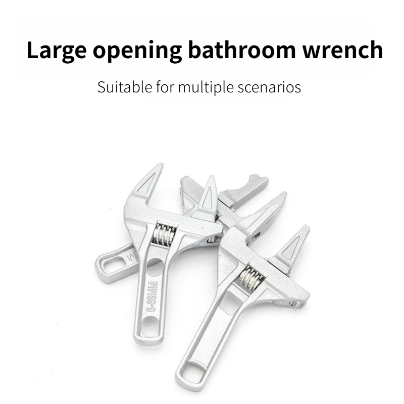 Large Jaw Opening Adjustable Wrench Ultra-Light Half Arc Shape Wide Jaw Spanner Plumbing Repair Tool for Bathroom Pipe Hand Tool