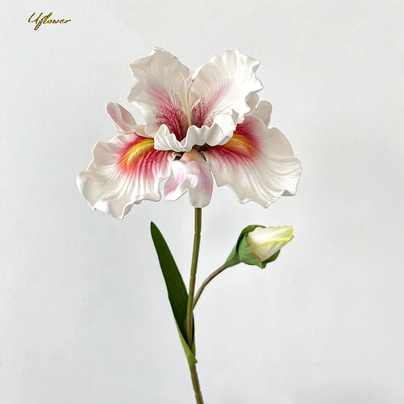 Uflower 45cm Artificial Flower Rose Bouquet Iris Alice EVA Feel Fake Flower Home Wedding Decor Pink White Camellia Floral Gift