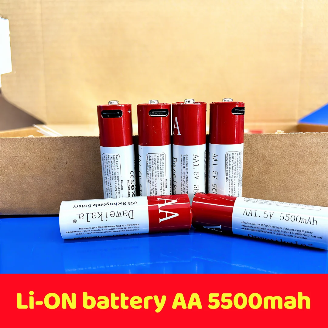 

New AA USB Rechargeable Li-ion Battery 1.5V AA 5500mah / Li Ion Battery Watch for Toys MP3 Player Thermometer Keyboard + Cable