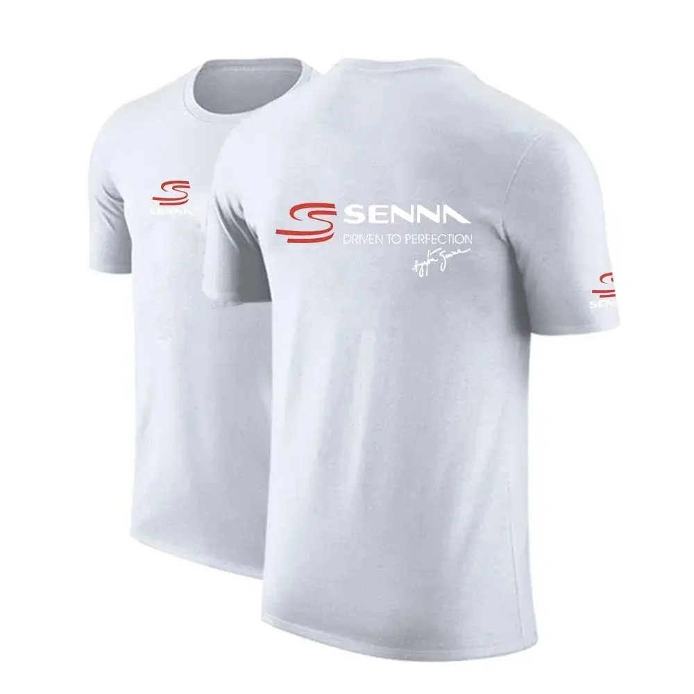 Ayrton Senna 2024 Men's New Summer Hot Sale Cotton Classic Printing Fashion Solid Color Sporting Casual Round Neck T Shirts Tops