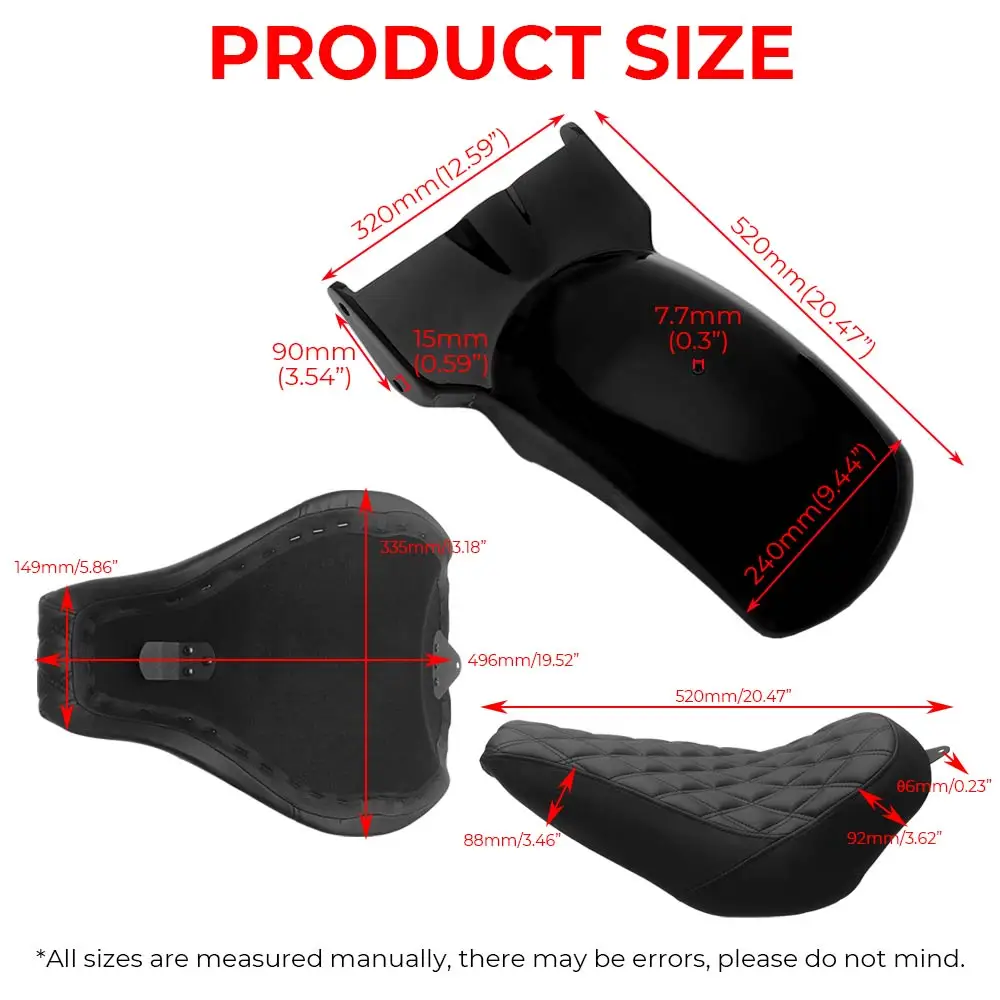 Motorcycle Rear Fender Mudguard & Solo Driver Seats Kits For Harley Softail Street Bob Low Rider Slim Sports Glide 2018-2026