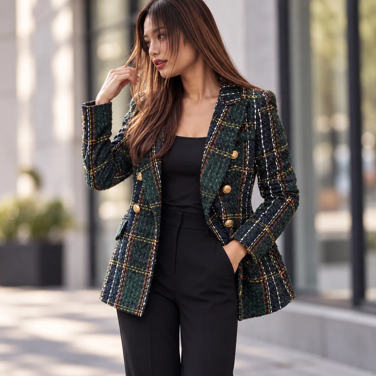 Button Front Long Sleeve Coat Regular Length Elegant Commuter with Fitted No Hood Notched Lapel Medium Weight Summer Women Coat