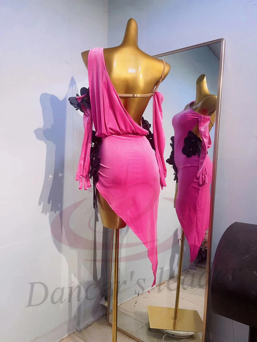 فستان الرقص اللاتيني للأطفال البالغين AB Stone الراقية مخصص المخملية النسيج الأزهار دعوى تشا تشا تانجو الملابس النسائية