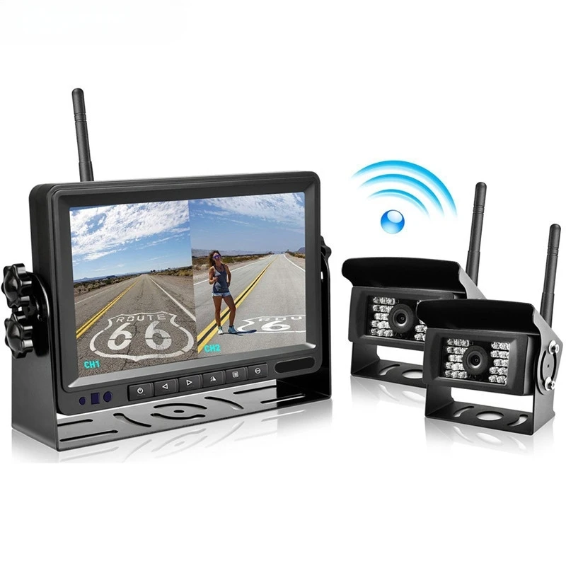 7-inch desktop high-definition car mounted camera display, bus and truck reversing image display screen, 24V dual input