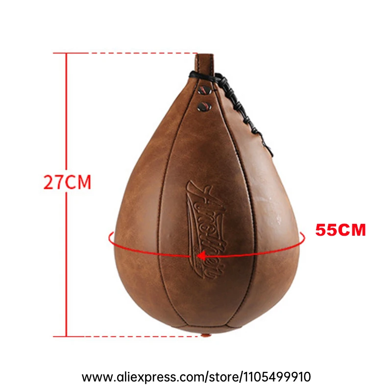Vintage Leather Speed Bag Hanging Boxing Speed Punching Ball for MMA Muay Thai Kickboxing Training Improve Hand Speed & Reflexes