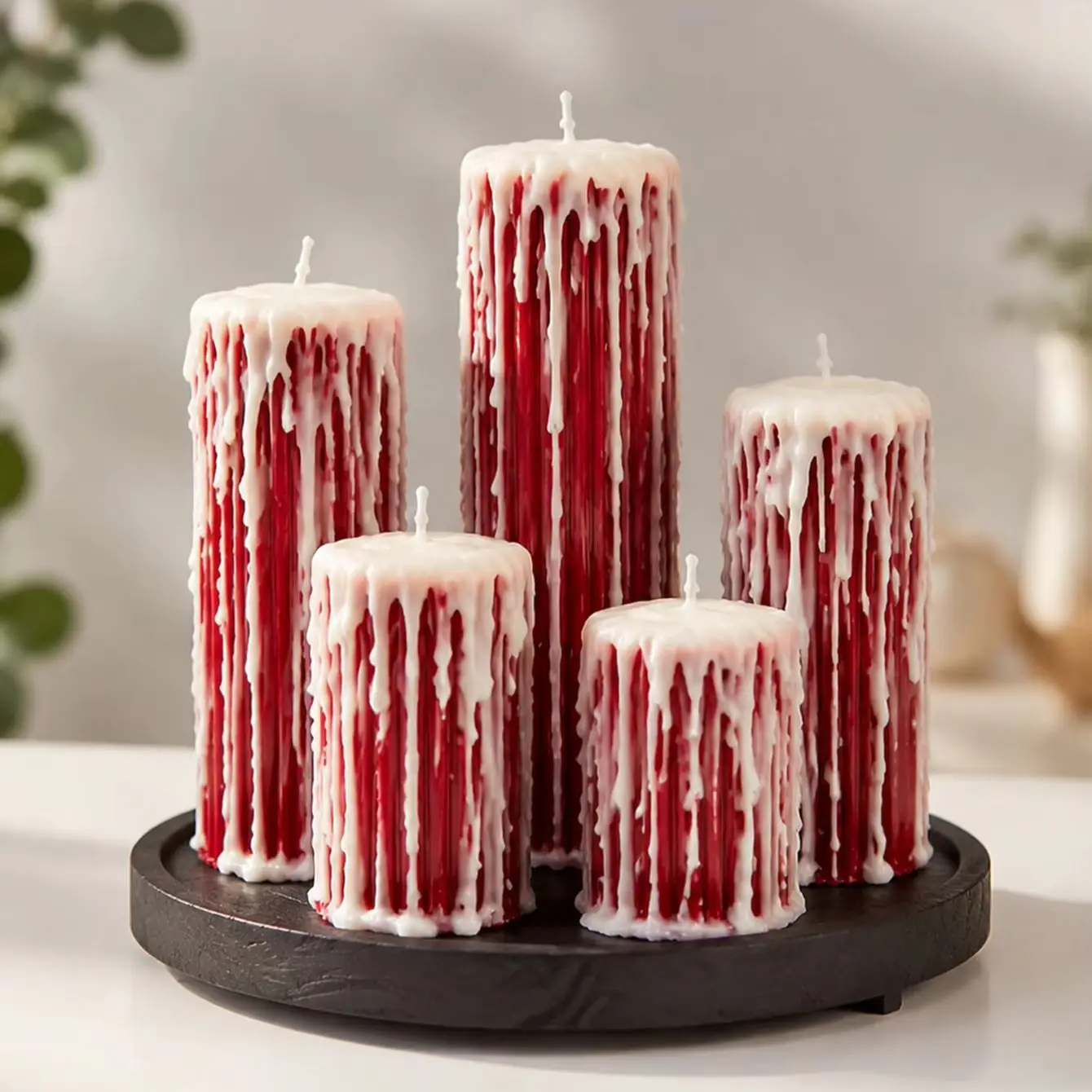 White Tearing Aromatherapy Candle Set, Christmas Home Decoration Candle Center, Wine Red Cylindrical Aromatherapy Candles