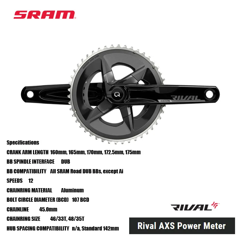 SRAM Rival AXS Power Meter Chainwheelset An elegant integrated design Proven Quarq reliability and accuracy