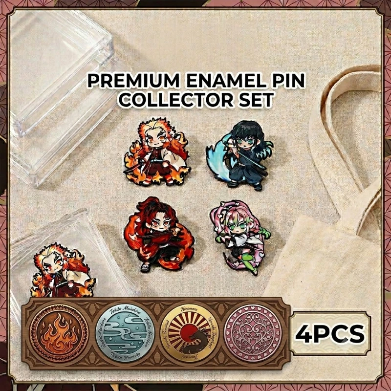 

4Pcs Q Version Anime Enamel Pin Cute Boy Brooch For Coat Women's Brooches Fashion Lapel Badges Jewelry Gift for Friends