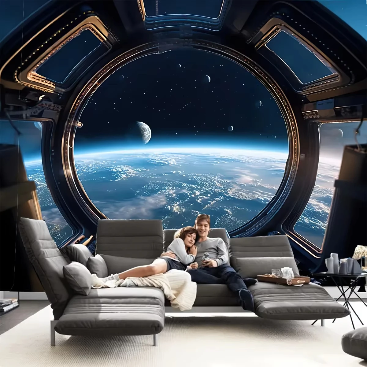Tapiz decorativo de pared con forma de planeta espacial de ciencia ficción, artículos de decoración para habitación, decoración del hogar, tapices para dormitorio, pancarta colgante de pared, tela de fondo