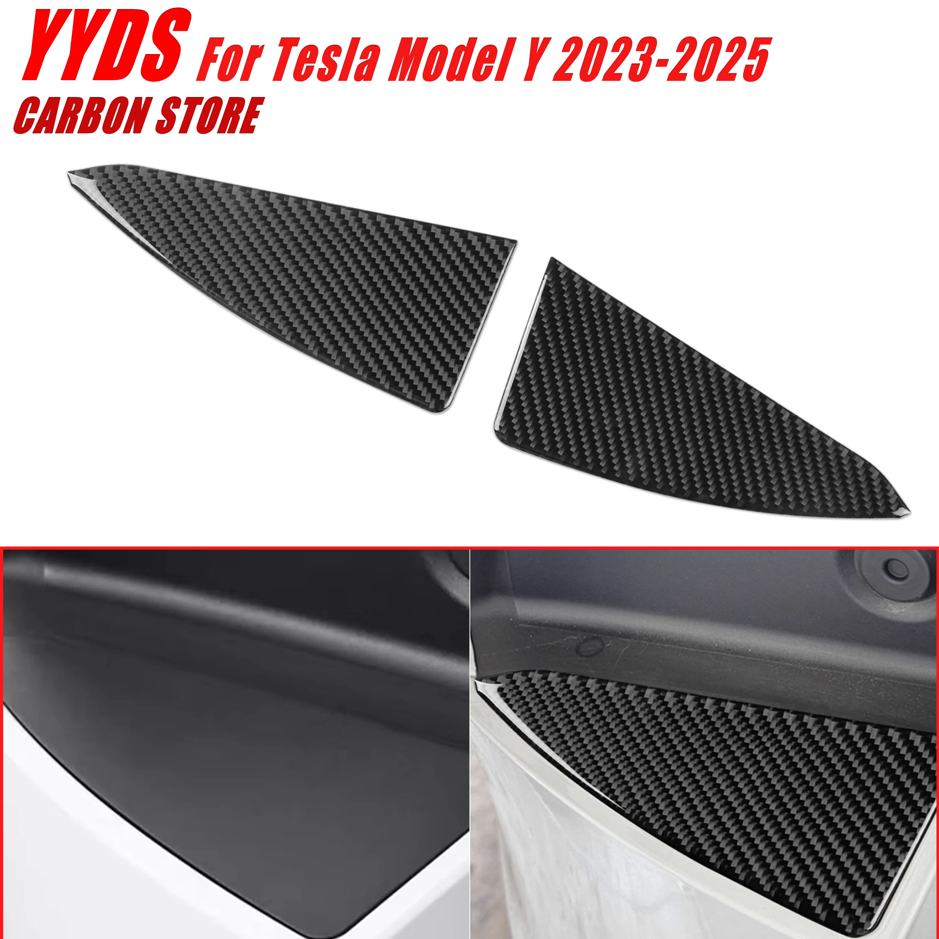 For Tesla Model Y Juniper 2025 2026 Real Soft Carbon Fiber Rear Trunk Tailgate Decoration Trim Accent Sticker For First Edition