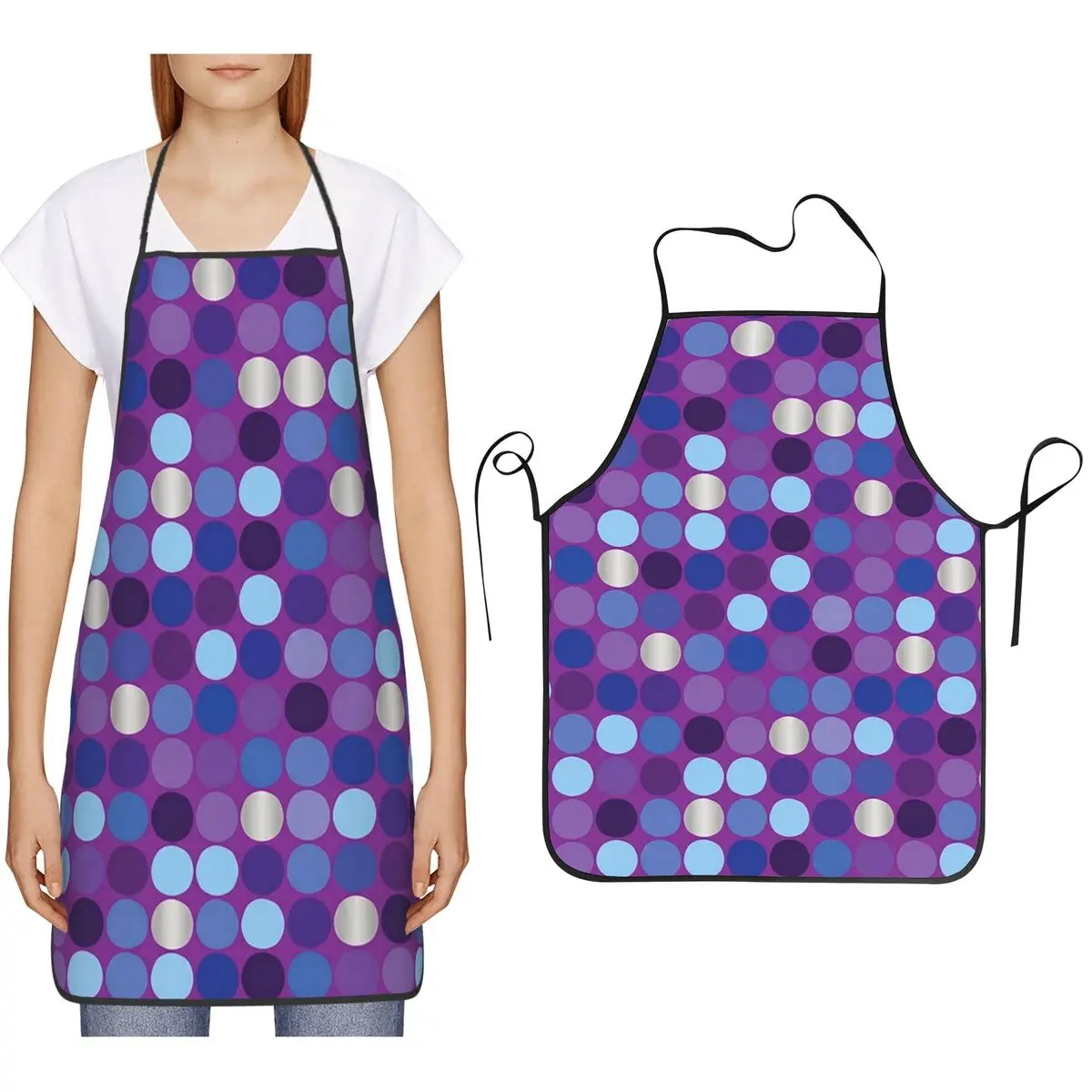 

Abstract Purple And Blue Mosaic Dot Pattern Aprons Chef Cooking Cuisine Tablier Bib Kitchen Cleaning Pinafore for Women Men