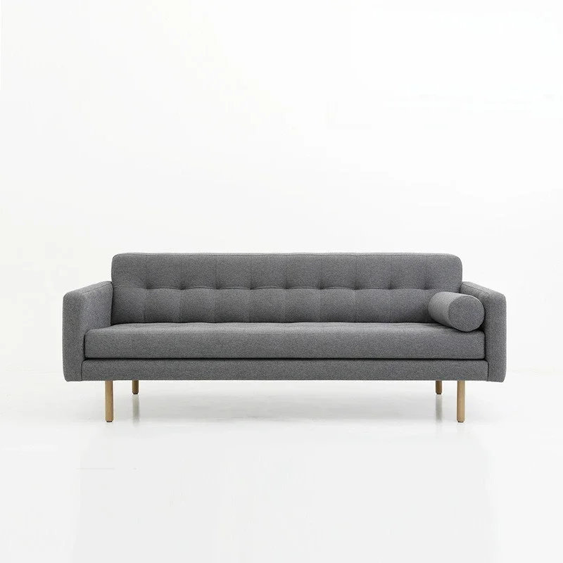 

Solid wood fabric sofa small apartment living room modern simple homestay three-person straight row down combination