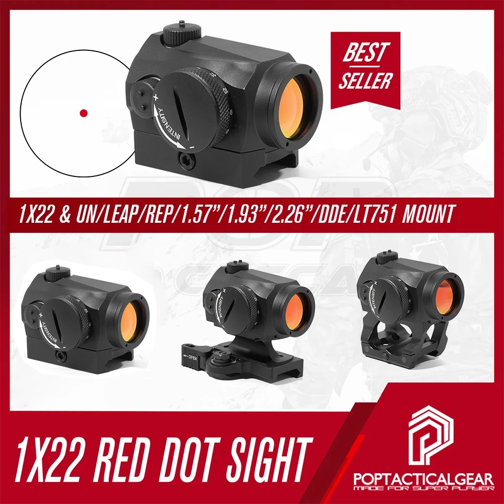 

New Tactical AIMT1 Red Dot Sight Hunting Airsoft 1X22 Red Dot Sight LT751/Leap Mount Combo w 3D Letter Markings