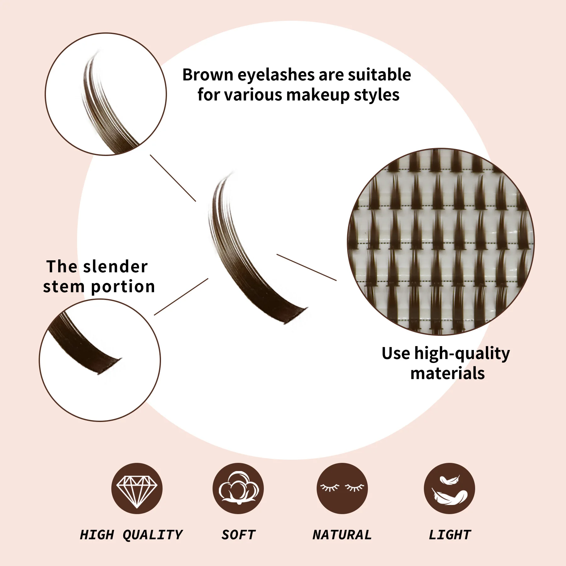 New brown fairy flower false eyelashes - DIY style, light and soft, thick and dense, with an European style.