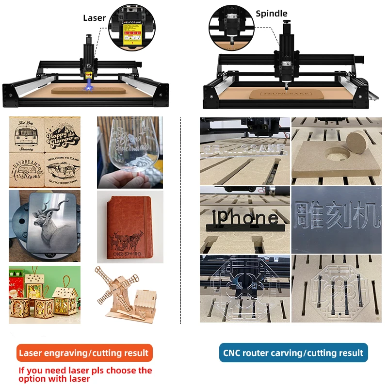 Cnc Freesmachine Kit Diy 500W Spindel Hout Graveur En Cutter 90W Laser Graveur Diy Cnc Router Voor Houtsnijwerk Machine