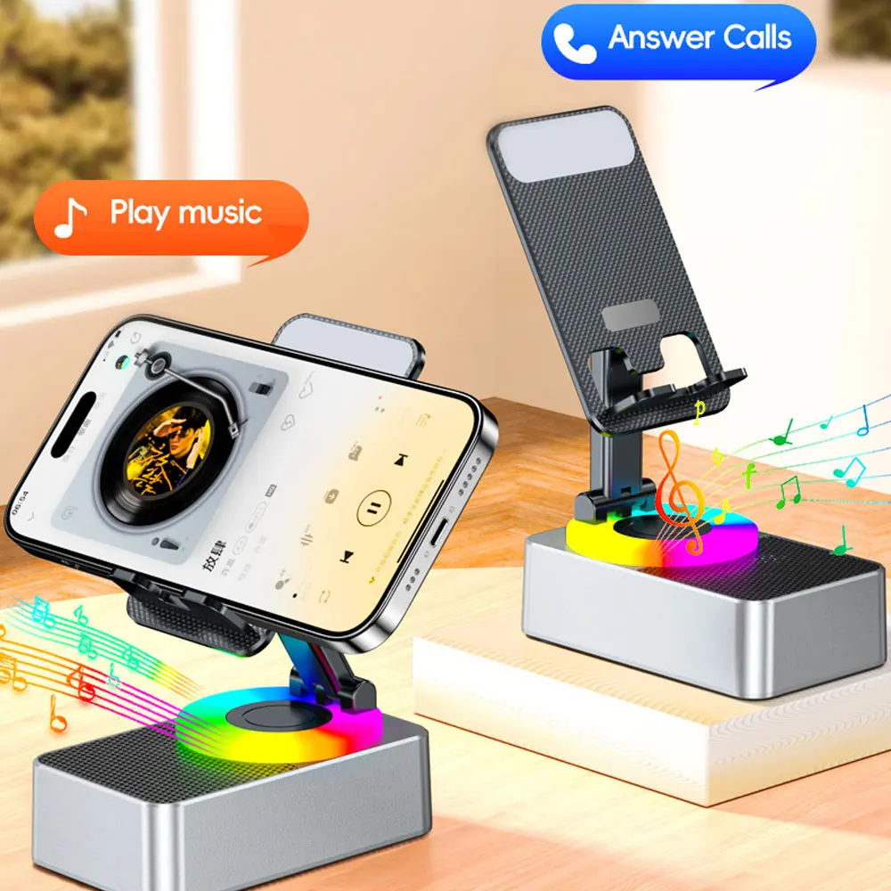 Nuevo Soporte para teléfono móvil con Altavoz Bluetooth, soporte ajustable para tableta perezosa en vivo para escritorio, altavoz inalámbrico portátil