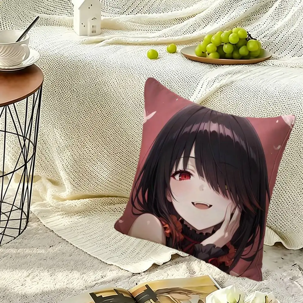 Cute T-Tokisaki K-Kurumi Pillow Case Sofa Living Room for Bedroom Headboard Backrest Cushion Square Nap Time